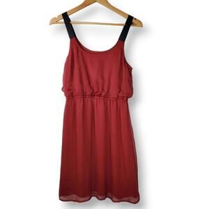 Xhileration Scoopneck Empire Waist Sleeveless Dress Brick Red Size Medium